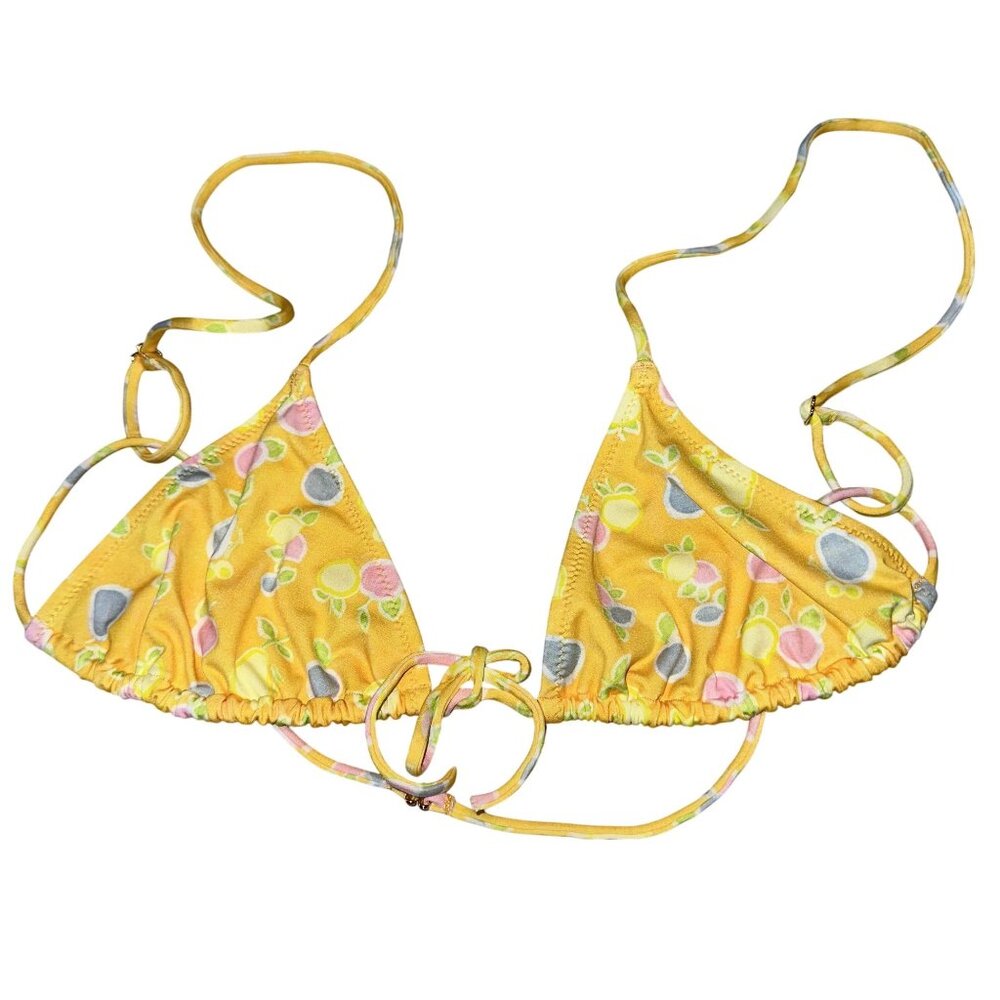 NWOT Heavy Manners Life Gives Lemons Tie Front Swim Bikini Top Women's Small S